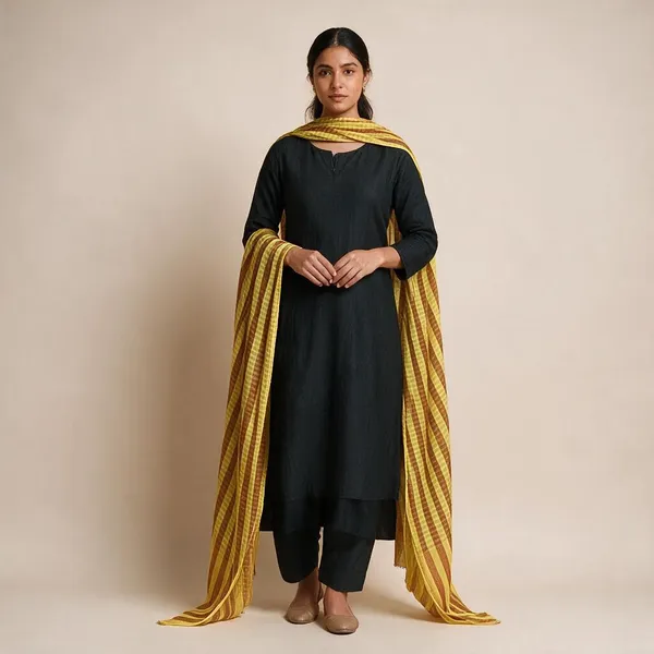 Yellow_Brown_Striped_Shawl_For_Women
