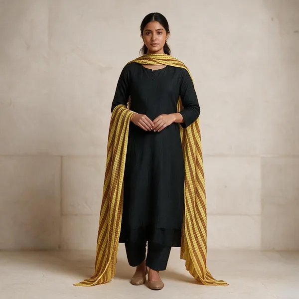 Yellow_Brown_Striped_Shawl_For_Women
