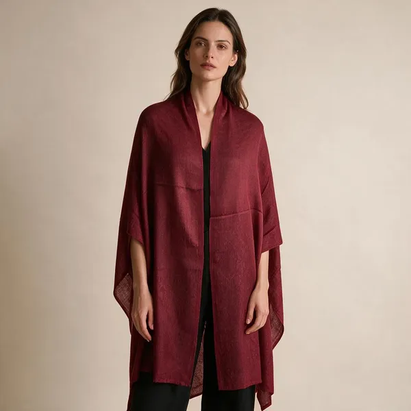 Red_Textured_Open_Front_Long_Shawl_For_Women