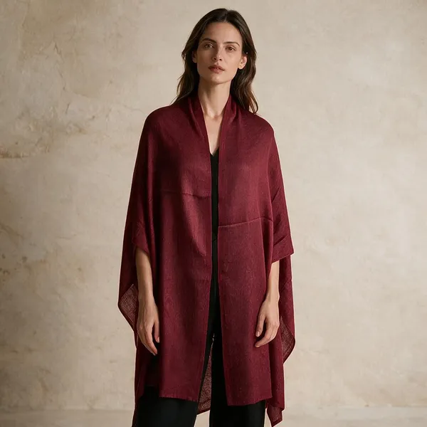 Red_Textured_Open_Front_Long_Shawl_For_Women