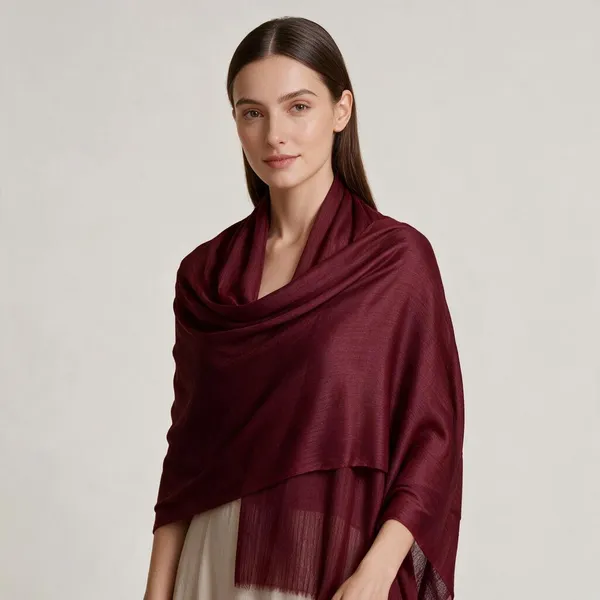 Maroon_Solid_Draped_Shawl_For_Women