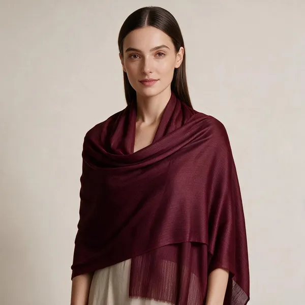 Maroon_Solid_Draped_Shawl_For_Women