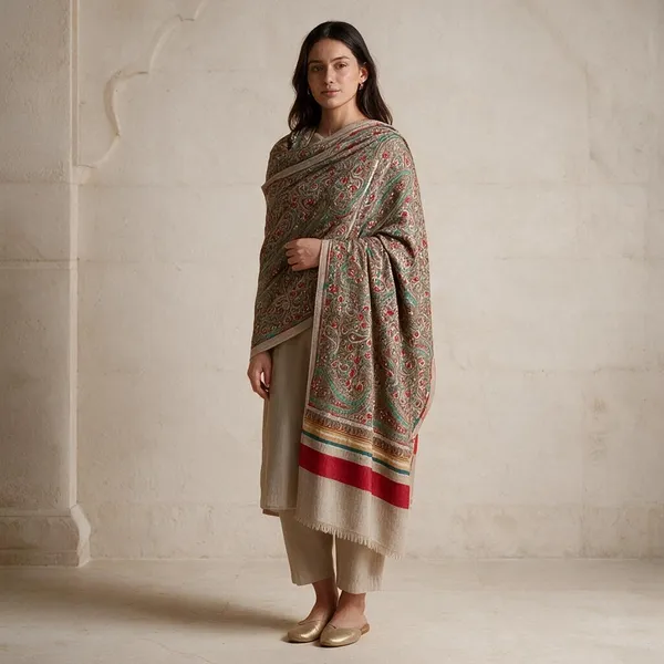 Beige_Embroidered_Paisley_Shawl_For_Women