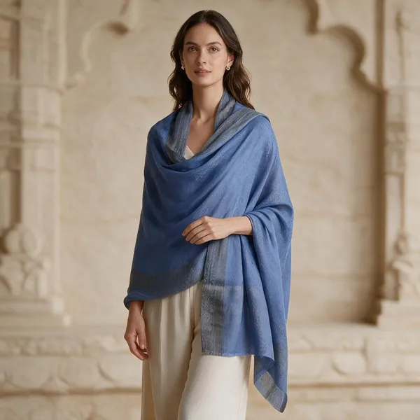 Blue_Sheer_Border_Shawl_For_Women