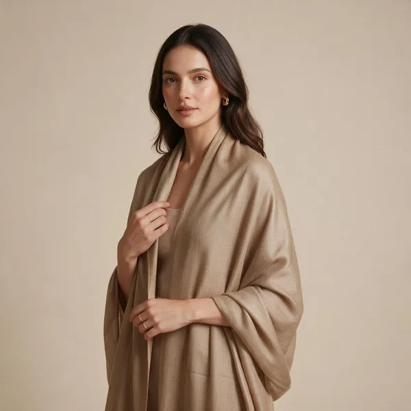 Beige_Textured_Open_Front_Shawl_For_Women