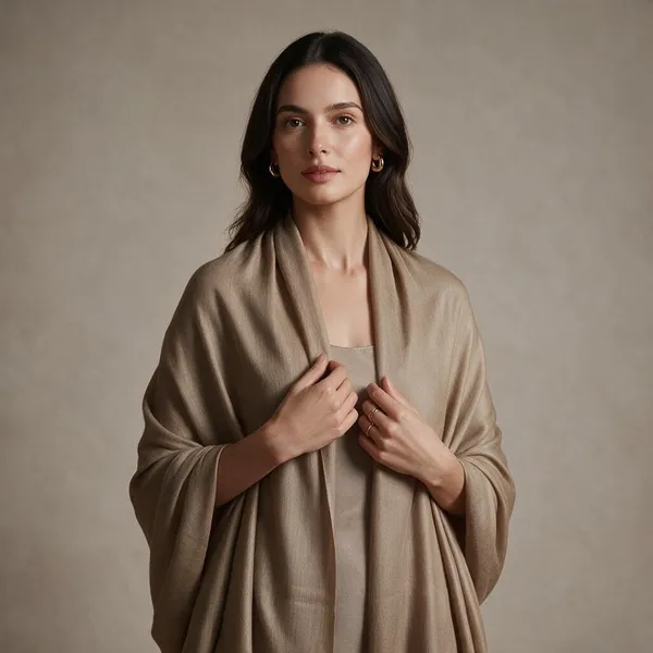 Beige_Textured_Open_Front_Shawl_For_Women
