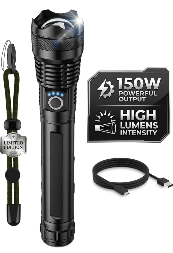 Rechargeable_150W_LED_Zoom_Flashlight