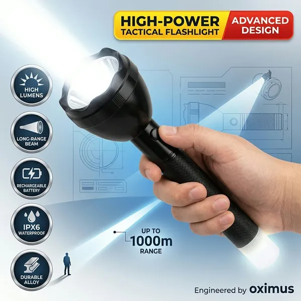 50W_Rechargeable_LED_Flashlight_With_Tail_Light