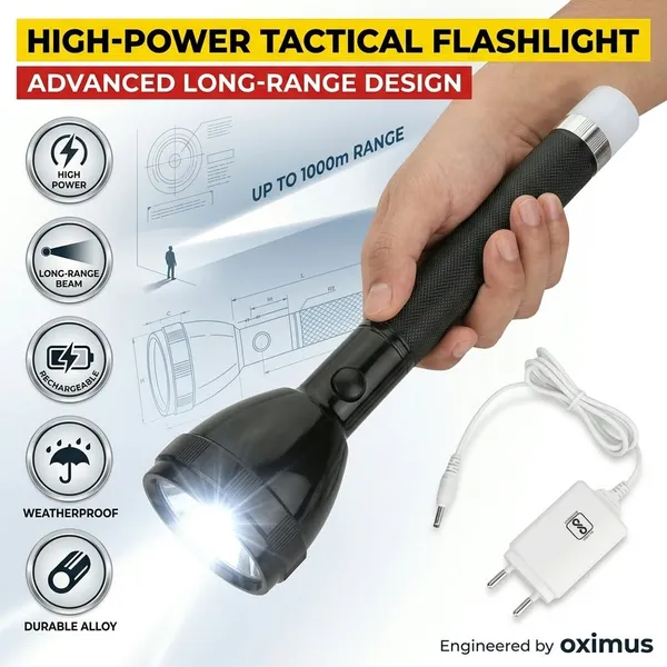 50W_Rechargeable_LED_Flashlight_With_Tail_Light