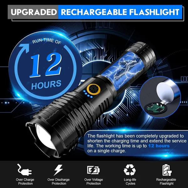 Black_Rechargeable_LED_Flashlight_With_Carrying_Case