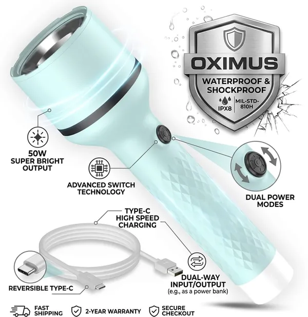 Oximus_50W_Rechargeable_Emergency_Flashlight