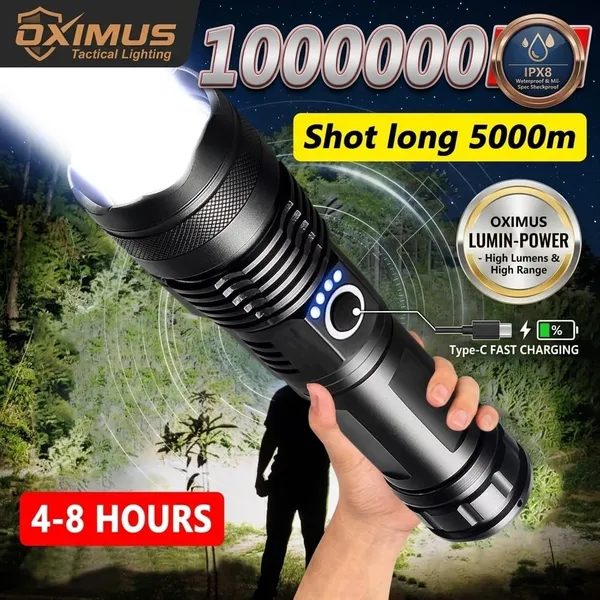 Black_Rechargeable_LED_Flashlight_With_Carrying_Case