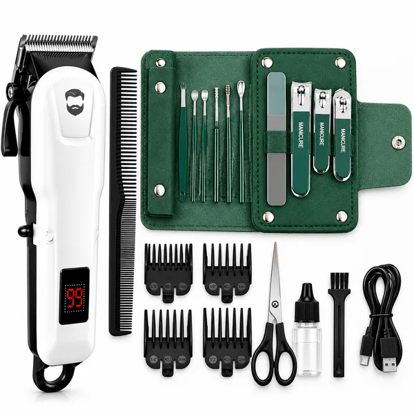 White_Cordless_Hair_Clipper_With_Digital_Display
