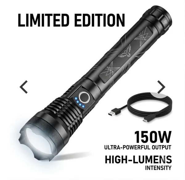 Rechargeable_150W_LED_Zoom_Flashlight