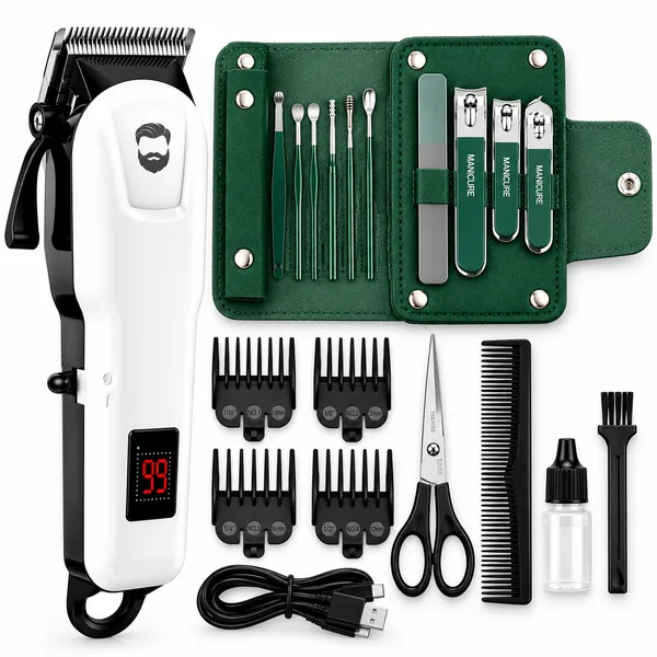 White_Cordless_Hair_Clipper_With_Digital_Display