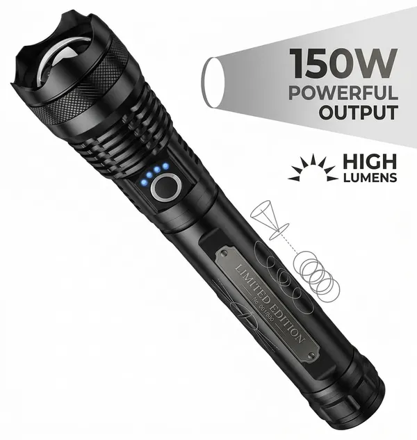 Rechargeable_150W_LED_Zoom_Flashlight
