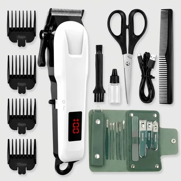 White_Cordless_Hair_Clipper_With_Digital_Display