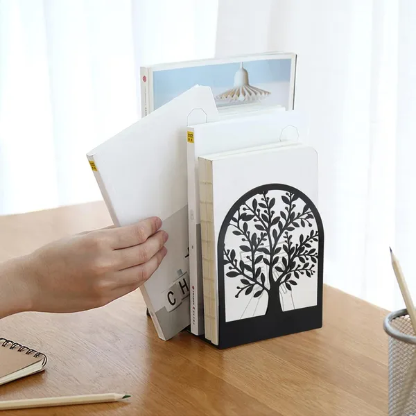 Metal_Decorative_Bookend_Book_Holder_Decorative_Non_Skid_Book_Stopper_For_Heavy_Books_Tree