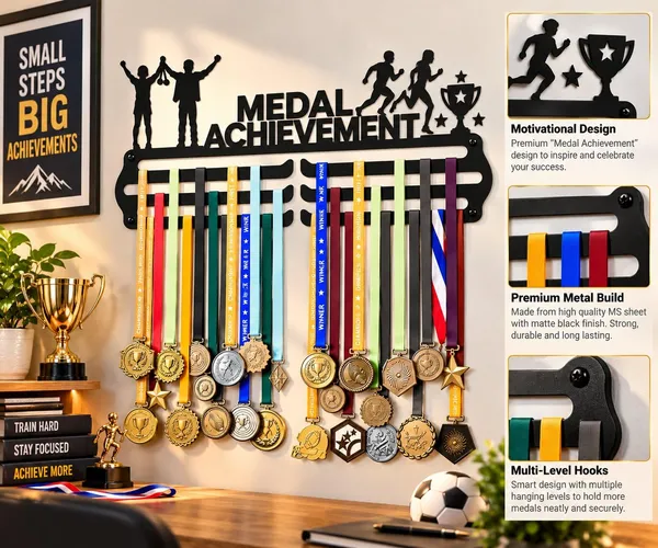 Medal_Display_Hanger_Achievement_Medal_Holder_With_Silhouette_Design_3_Tier_Wall_Mount_Black