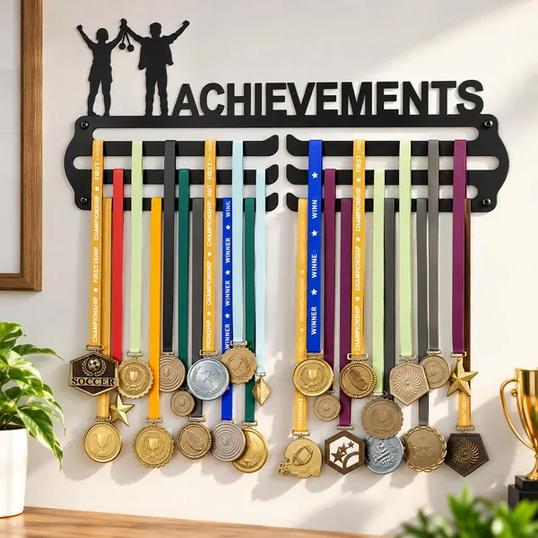 Medal_Display_Hanger_Achievement_Medal_Holder_With_Silhouette_Design_3_Tier_Wall_Mount_Black