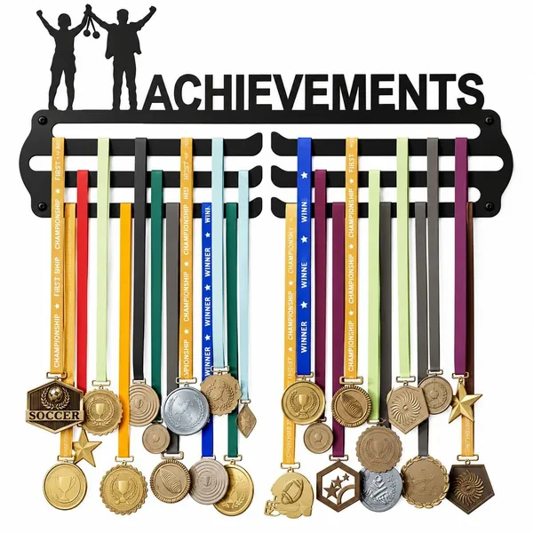 Medal_Display_Hanger_Achievement_Medal_Holder_With_Silhouette_Design_3_Tier_Wall_Mount_Black