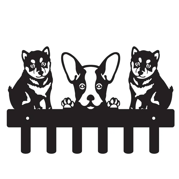 8eenplus_3_Dogs_Design_Decorative_Wall_Hook_Rack_Metal_Key_Holder_With_Boston_Terrier_And_Shiba_Inu_Silhouettes_Black_Weight_Capacity_2_2_Kg