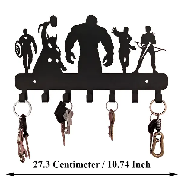 8eenplus_Superhero_Wall_Hook_Decorative_Metal_Silhouette_Wall_Mount_Black_6_Hook_Design