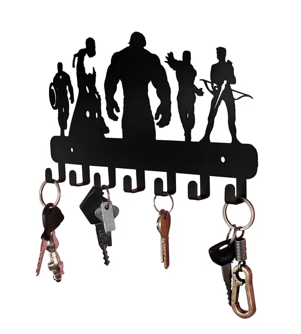 8eenplus_Superhero_Wall_Hook_Decorative_Metal_Silhouette_Wall_Mount_Black_6_Hook_Design