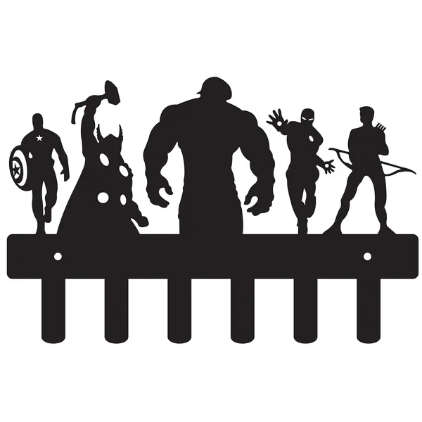 8eenplus_Superhero_Wall_Hook_Decorative_Metal_Silhouette_Wall_Mount_Black_6_Hook_Design