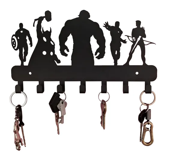 8eenplus_Superhero_Wall_Hook_Decorative_Metal_Silhouette_Wall_Mount_Black_6_Hook_Design