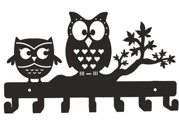 8eenplus_Decorative_Owl_Key_Holder_Wall_Mount_27_3_Cm_Metal_Key_Hook_Rack_With_6_Hooks_Black_Capacity_Weight_2_2_Kg