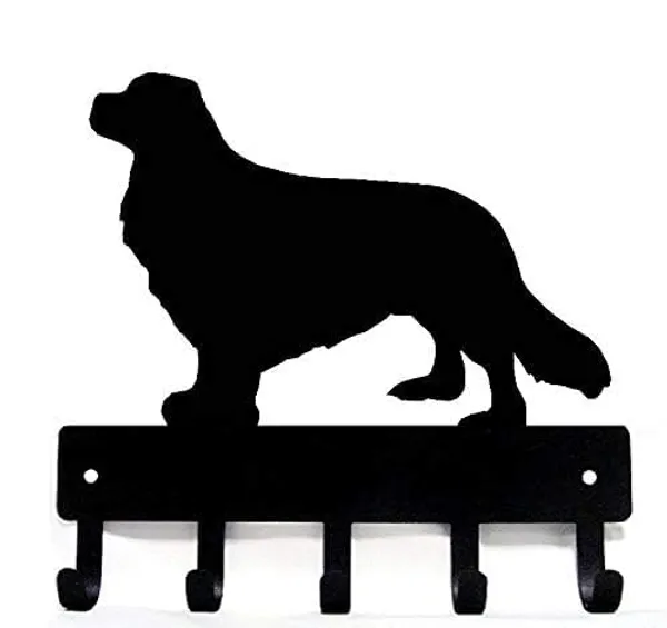 8eenplus_Golden_Retriever_Dog_Wall_Mounted_Key_Hook_Holder_6_Hooks_Black_Metal_Silhouette