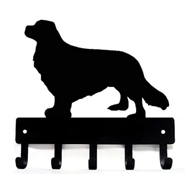 8eenplus_Golden_Retriever_Dog_Wall_Mounted_Key_Hook_Holder_6_Hooks_Black_Metal_Silhouette