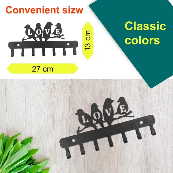 8eenplus_Decorative_Wall_Hook_Rack_With_Love_Birds_Design_6_Hooks_Black_Metal_Modern_Home_Decor