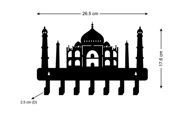 8eenplus_Taj_Mehal_Wall_Key_Holder_Design_Key_Holder_Decorative_Metal_Hook_Rack_Black_Specail_Place_8_Wonder_Of_India_Taj_Mehal_Design