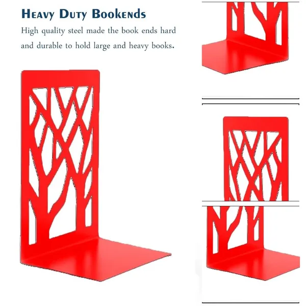 Decorative_Metal_Bookend_With_Tree_Branch_Design_Modern_Geometric_Pattern_Black_L_16_B_10_Cm_W_150_Gram_Red