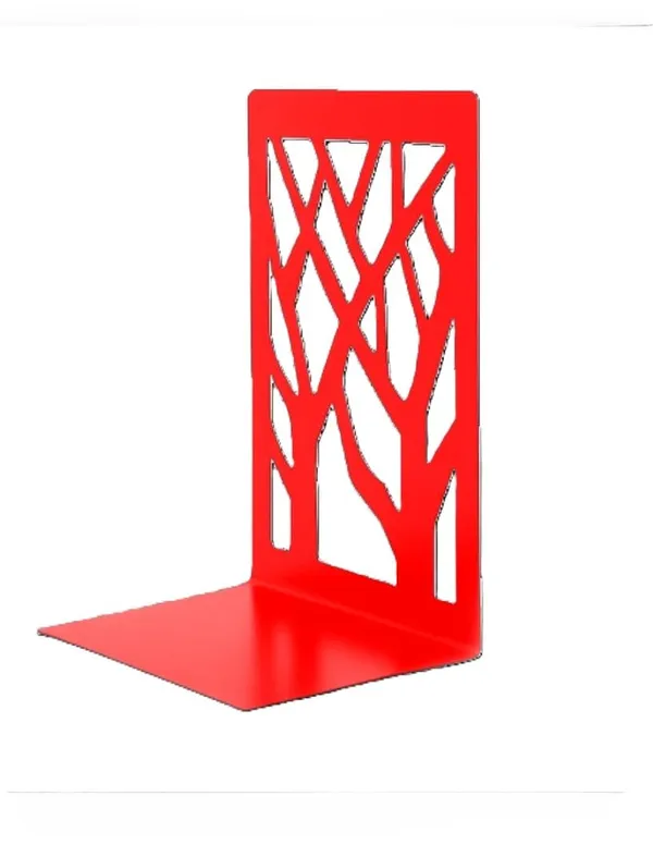 Decorative_Metal_Bookend_With_Tree_Branch_Design_Modern_Geometric_Pattern_Black_L_16_B_10_Cm_W_150_Gram_Red