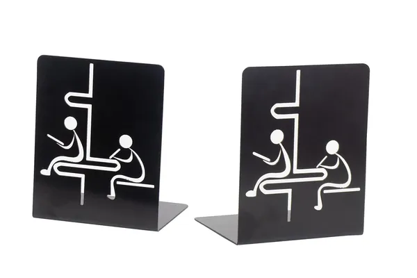 8een_Plus_Decorative_Metal_Bookends_Reading_Stick_Figure_Design_Black_Set_Of_2_L_19_5_Cm_B_18_5_Cm_W_350_Gm