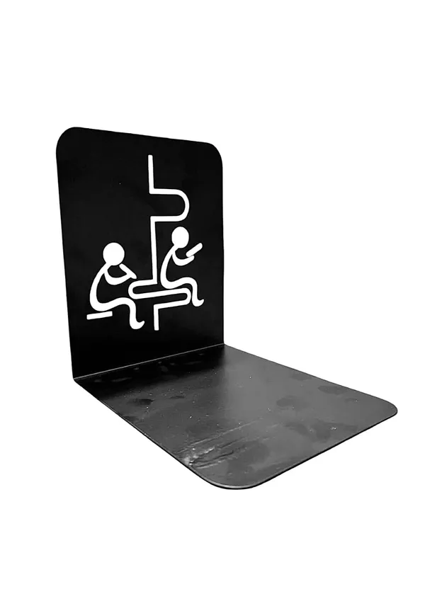 8een_Plus_Decorative_Metal_Bookends_Reading_Stick_Figure_Design_Black_Set_Of_2_L_19_5_Cm_B_18_5_Cm_W_350_Gm