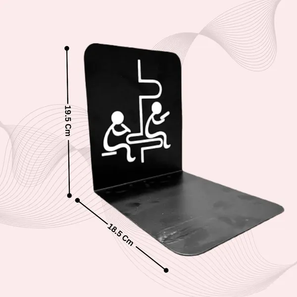 8een_Plus_Decorative_Metal_Bookends_Reading_Stick_Figure_Design_Black_Set_Of_2_L_19_5_Cm_B_18_5_Cm_W_350_Gm