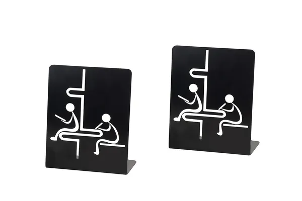 8een_Plus_Decorative_Metal_Bookends_Reading_Stick_Figure_Design_Black_Set_Of_2_L_19_5_Cm_B_18_5_Cm_W_350_Gm