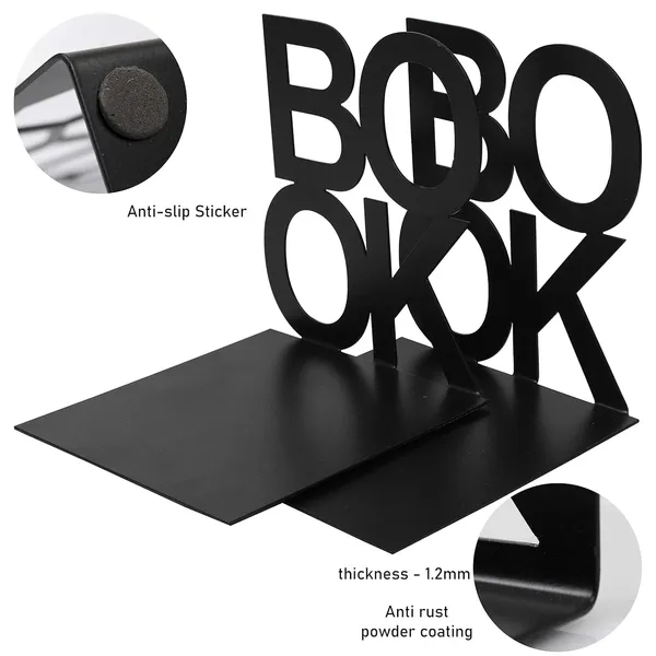 8een_Plus_Book_Metal_Bookends_Decorative_Book_Text_Design_Black_Set_Of_2_L_15_5_Cm_B_14_9_Cm_W_250_Gm_Black