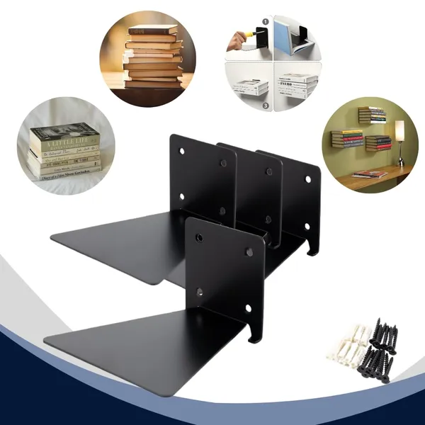 Floating_Wall_Shelf_Set_Pack_Black_Metal_With_Mounting_Hardware_Wall_Book_Stand_Metal_Mat_Black_Color_L_13_Cm_B_13_Cm_Wall_Fitting_Size_8x8_Cm_Pack_Of_1