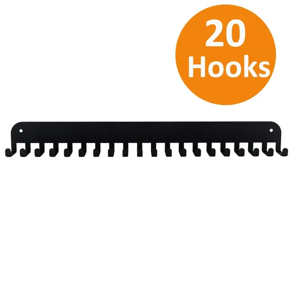 8eenplus_Medal_Display_Rack_Wall_Mount_Sports_Medal_Holder_With_16_Hooks_Black_Metal_Double_Row_Design
