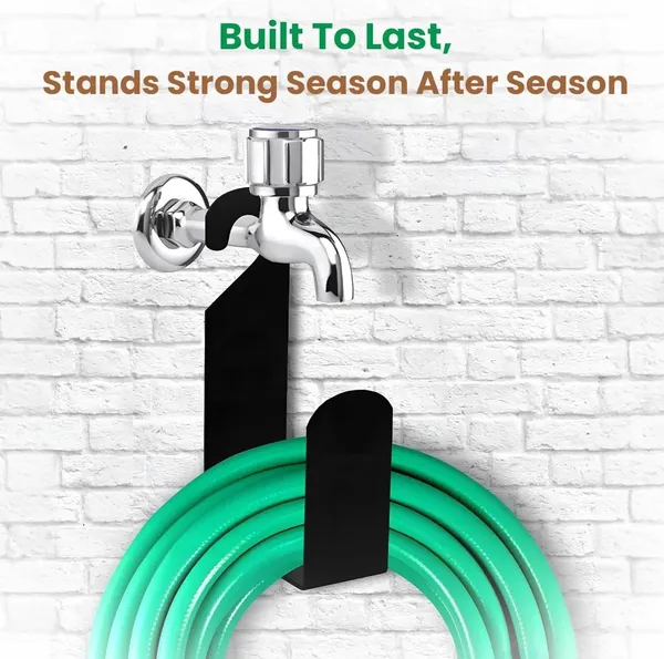8eenplus_Heavy_Duty_Garden_Hose_Holder_Wall_Mount_Hook_Hanger_Black_Metal_For_Blue_Water_Hose_Storage
