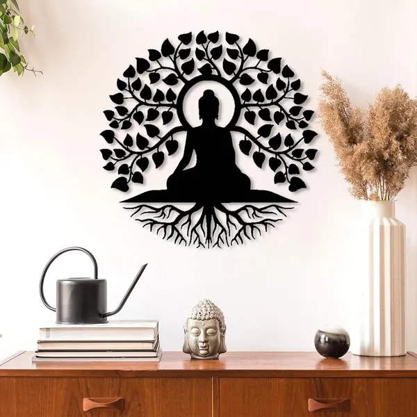 8eenplus_Buddha_Tree_Of_Life_Metal_Wall_Art_Black_Silhouette_Zen_Decor_For_Meditation_Room_Spiritual_Hindu_Wall_Hanging_For_Home_Office_Living_Room_10_5_X_10_5_Inch