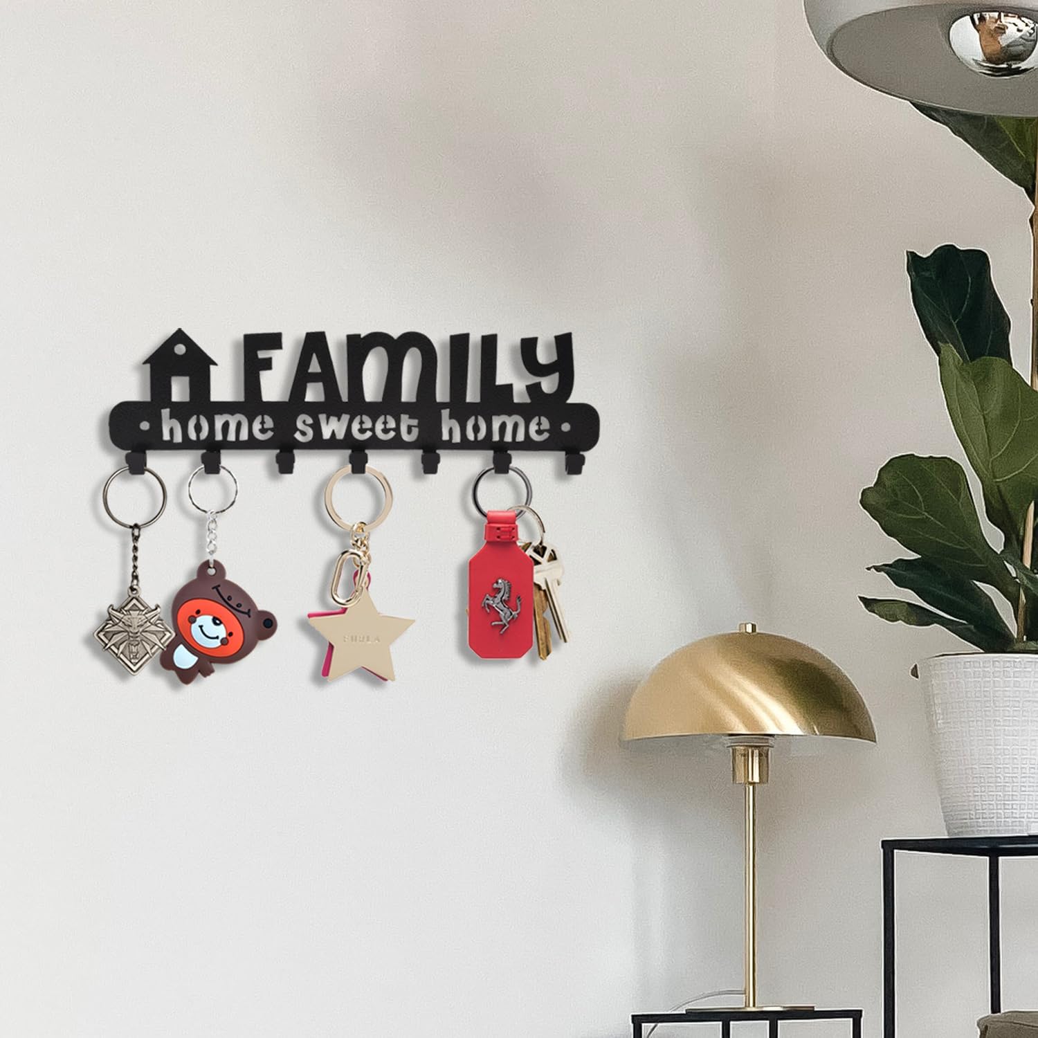8eenplus_Wall_Mounted_Key_Holder_Family_Home_Sweet_Home_Design_7_Hooks_Black_Metal_Decorative_Key_Organiser