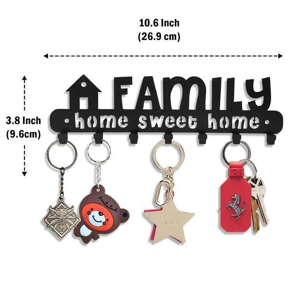 8eenplus_Wall_Mounted_Key_Holder_Family_Home_Sweet_Home_Design_7_Hooks_Black_Metal_Decorative_Key_Organiser