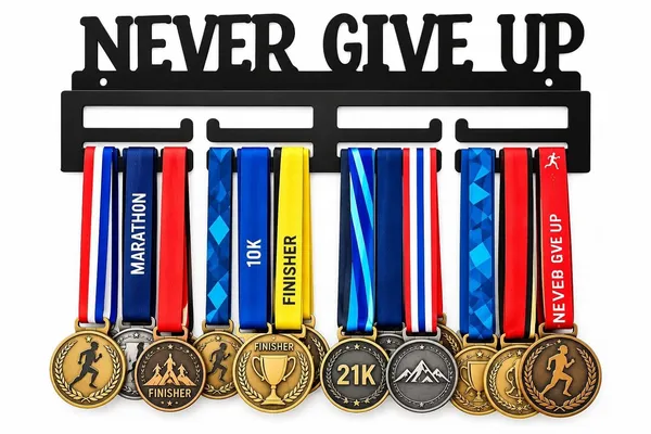 8een_Plus_Never_Give_Up_Medal_Display_Holder_Metal_Wall_Mount_Black_Premium_Quality_Gift_For_Kids_Athletes_Sportsperson_Rectangle