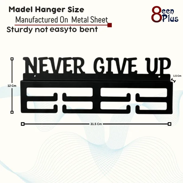 8een_Plus_Never_Give_Up_Medal_Display_Holder_Metal_Wall_Mount_Black_Premium_Quality_Gift_For_Kids_Athletes_Sportsperson_Rectangle